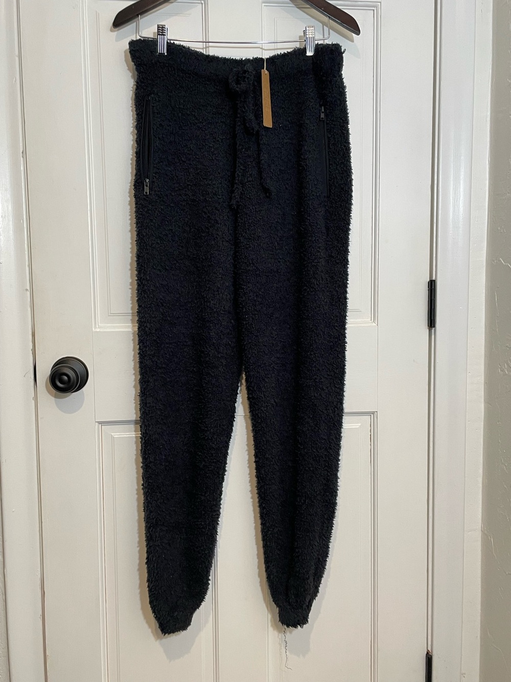 Skims Cozy Knit Jogger Pants Onyx Black XXS Plush Fleece Lounge Sweatpants NWT